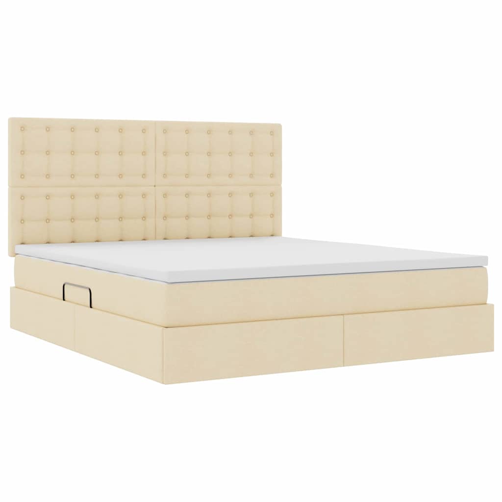 Aufbewahrungsbett mit Matratze Creme 160 x 200 cm Stoff