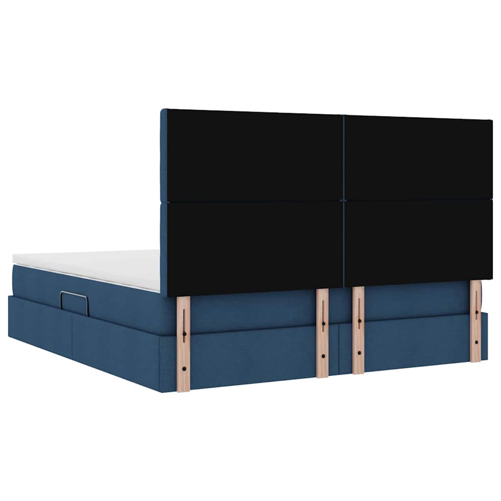 Aufbewahrungsbett mit Matratze Blau 160 x 200 cm Stoff