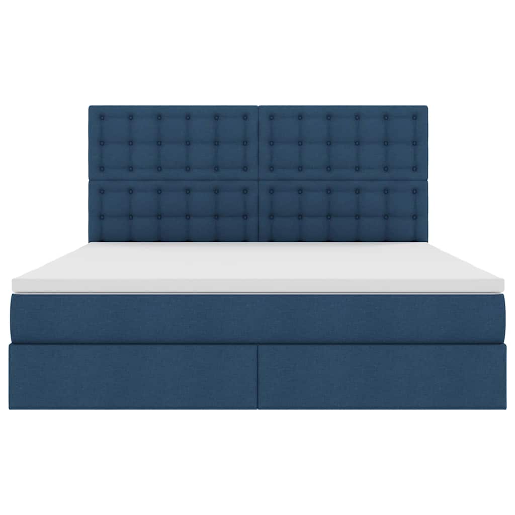 Aufbewahrungsbett mit Matratze Blau 160 x 200 cm Stoff