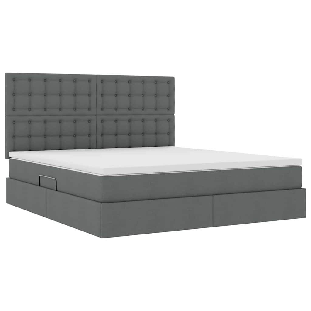 Aufbewahrungsbett mit Matratze Dunkelgrau 180 x 200 cm Stoff