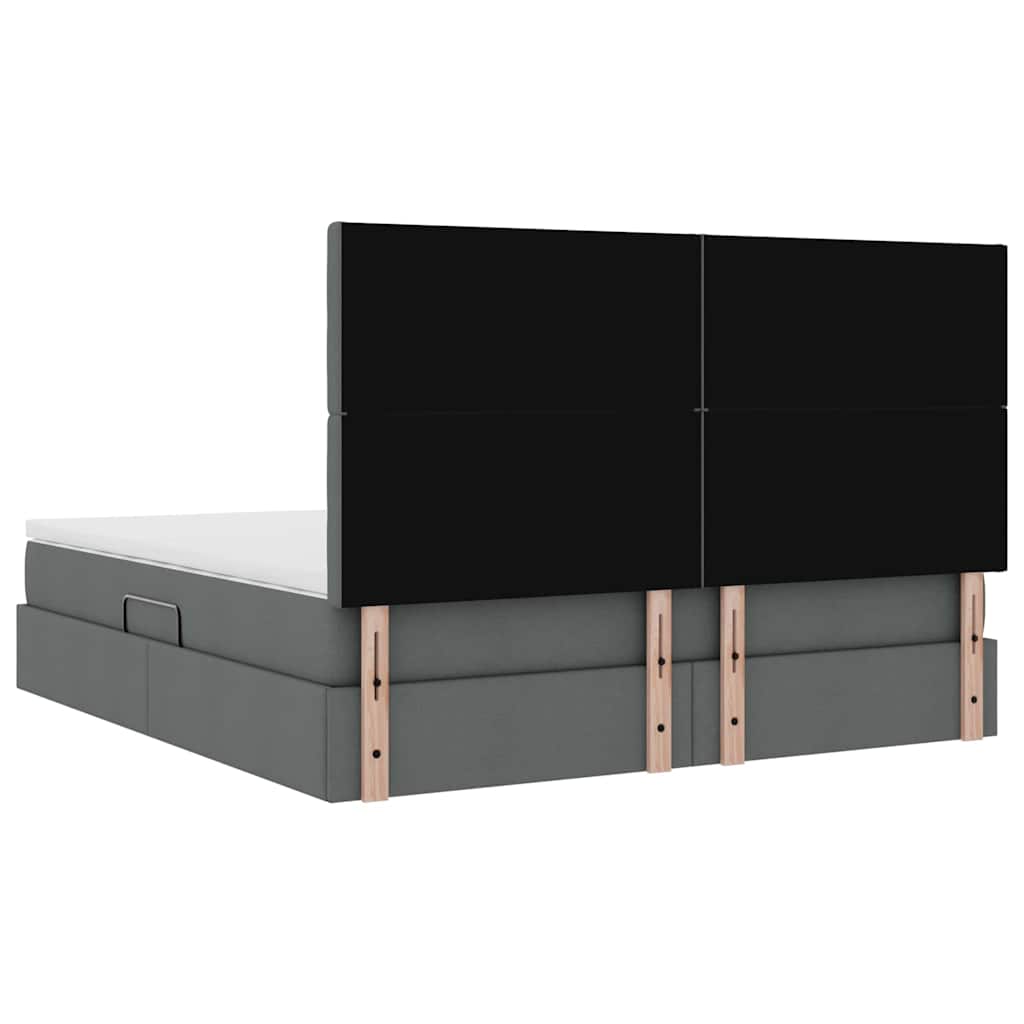 Aufbewahrungsbett mit Matratze Dunkelgrau 180 x 200 cm Stoff