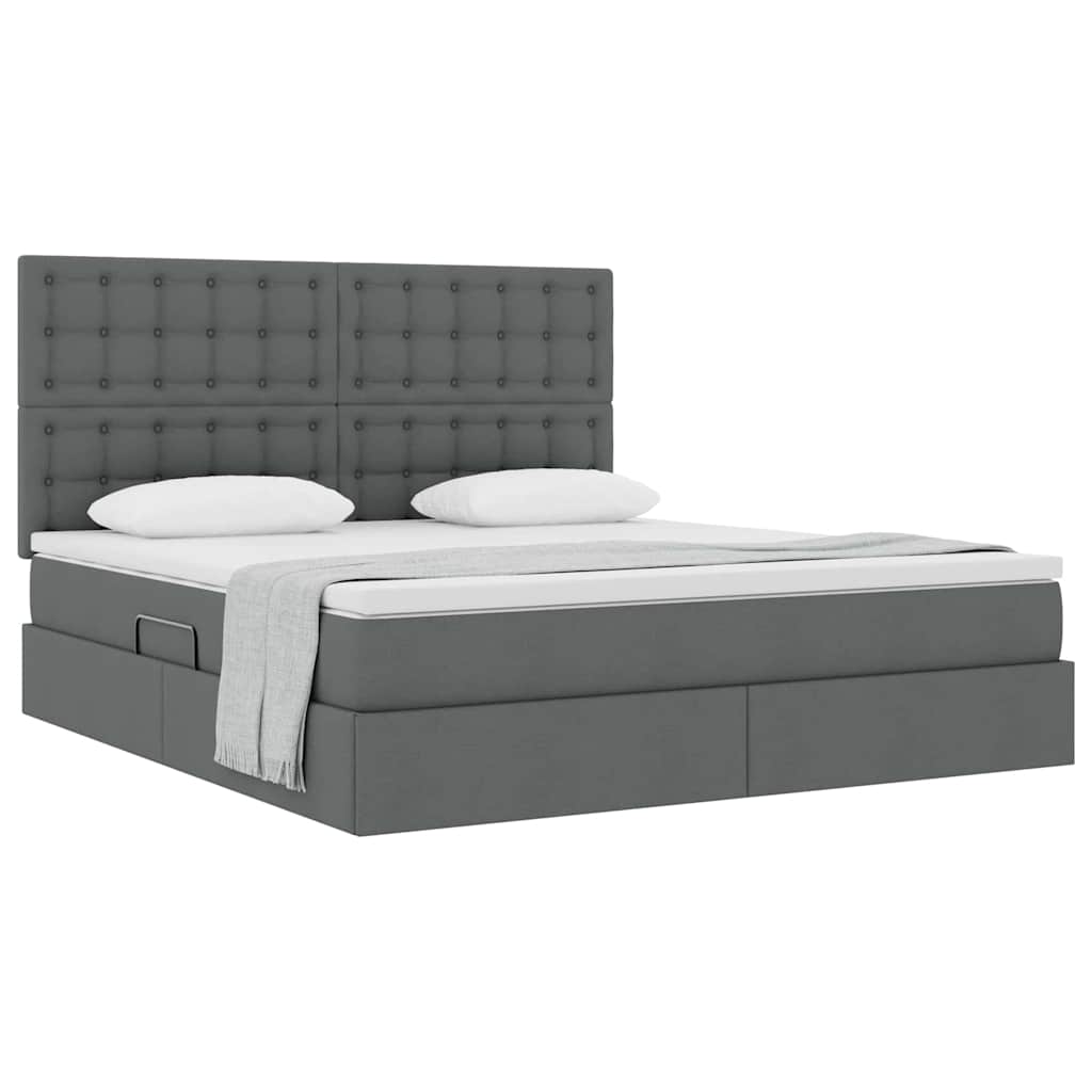 Aufbewahrungsbett mit Matratze Dunkelgrau 180 x 200 cm Stoff