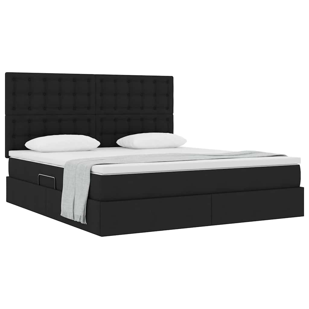 Aufbewahrungsbett mit Matratze Schwarz 180 x 200 cm Stoff