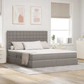 Aufbewahrungsbett mit Matratze Taupe 180 x 200 cm Stoff