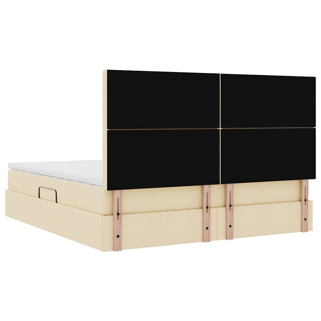 Aufbewahrungsbett mit Matratze Creme 180 x 200 cm Stoff