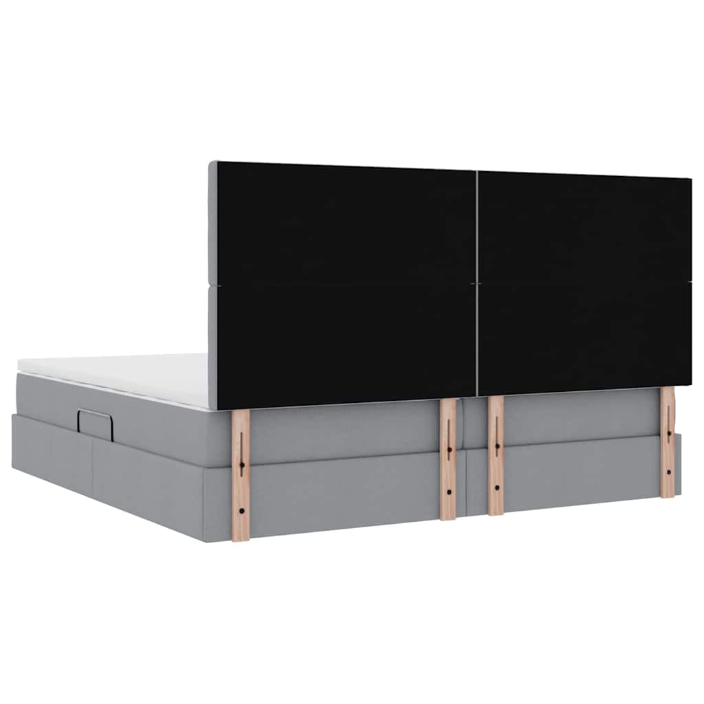 Aufbewahrungsbett mit Matratze Hellgrau 200 x 200 cm Stoff