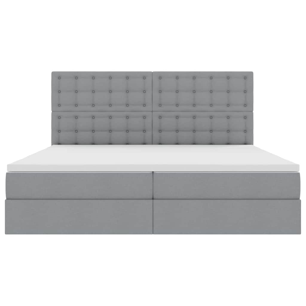 Aufbewahrungsbett mit Matratze Hellgrau 200 x 200 cm Stoff