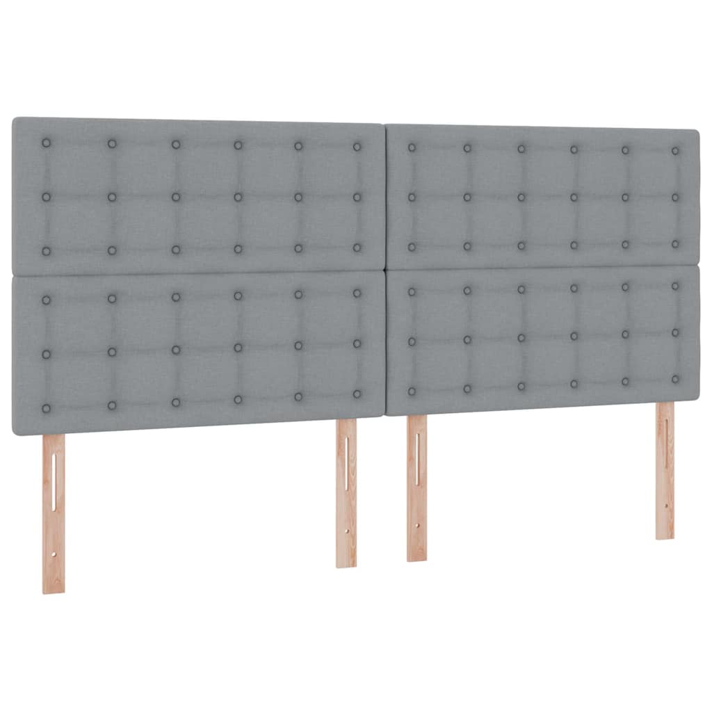 Aufbewahrungsbett mit Matratze Hellgrau 200 x 200 cm Stoff