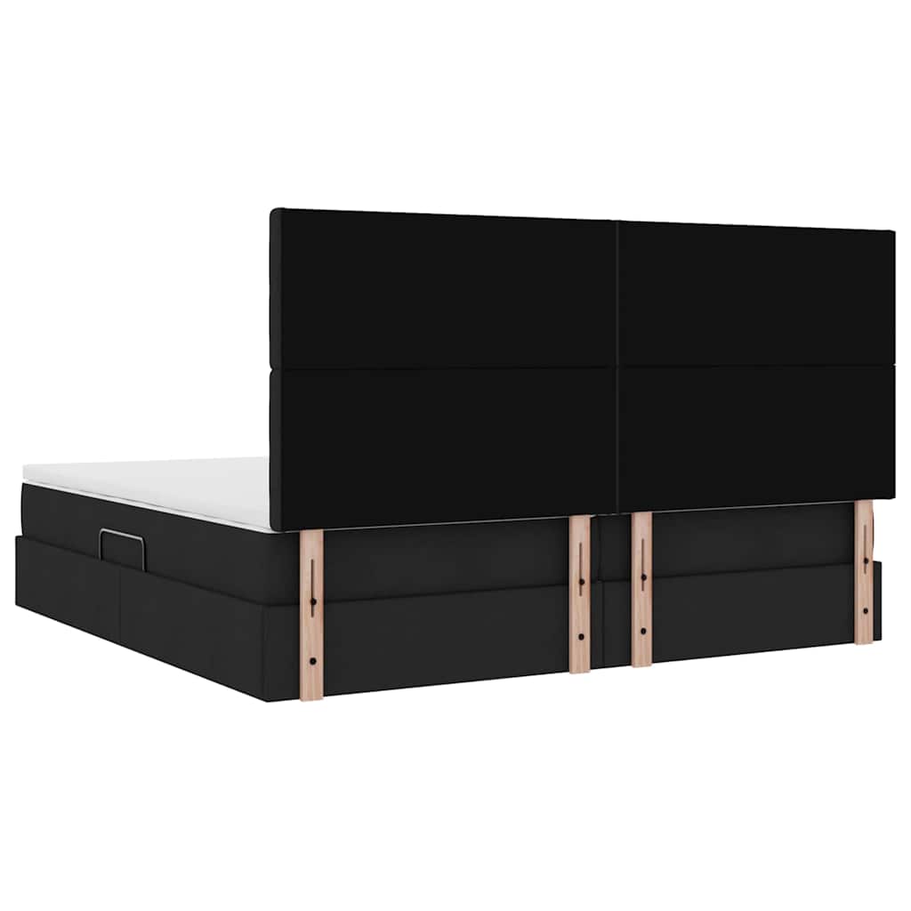 Aufbewahrungsbett mit Matratze Schwarz 200 x 200 cm Stoff