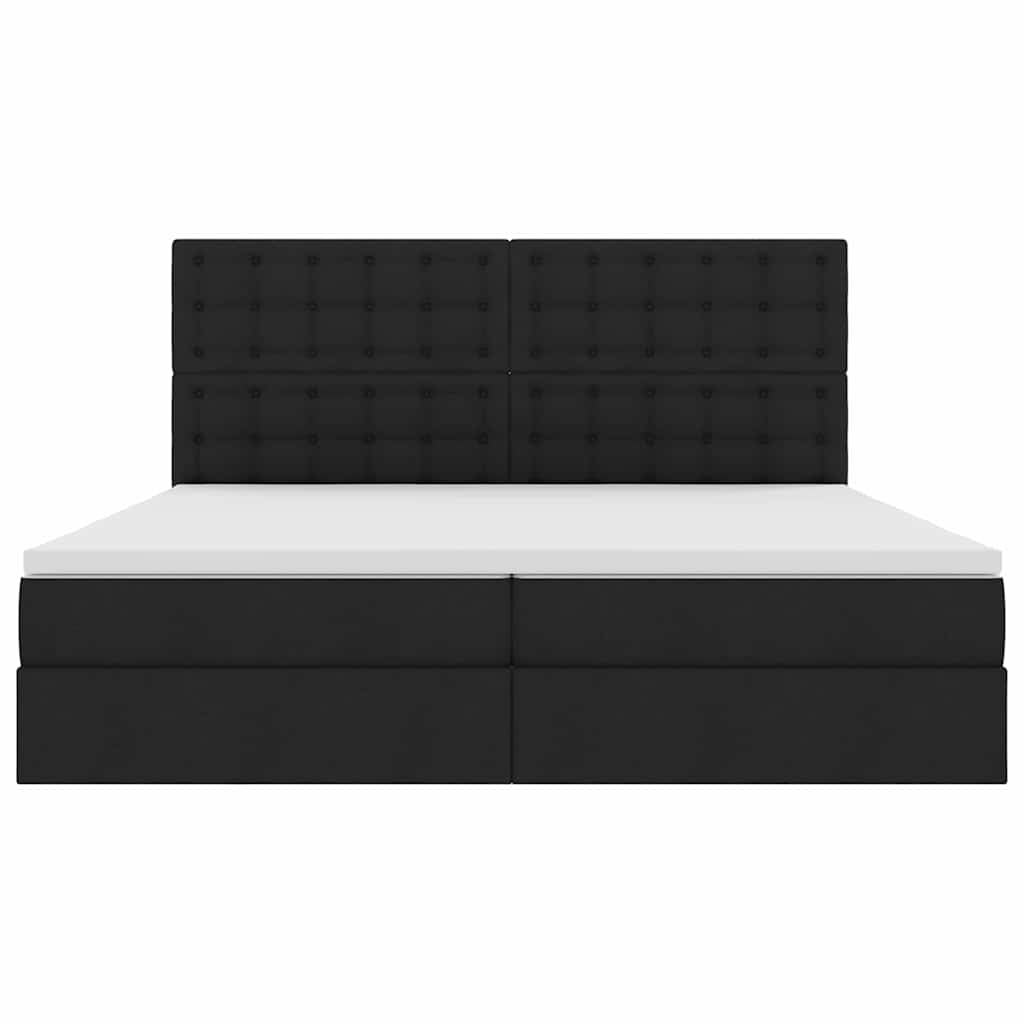Aufbewahrungsbett mit Matratze Schwarz 200 x 200 cm Stoff