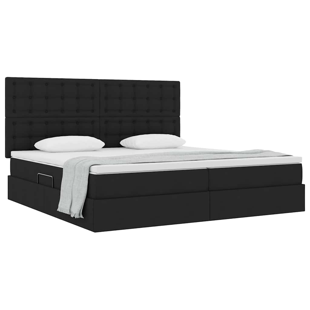 Aufbewahrungsbett mit Matratze Schwarz 200 x 200 cm Stoff
