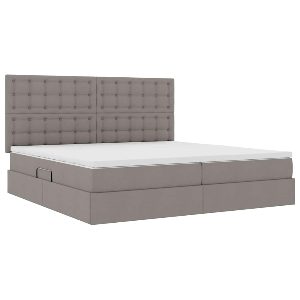 Aufbewahrungsbett mit Matratze Taupe 200 x 200 cm Stoff