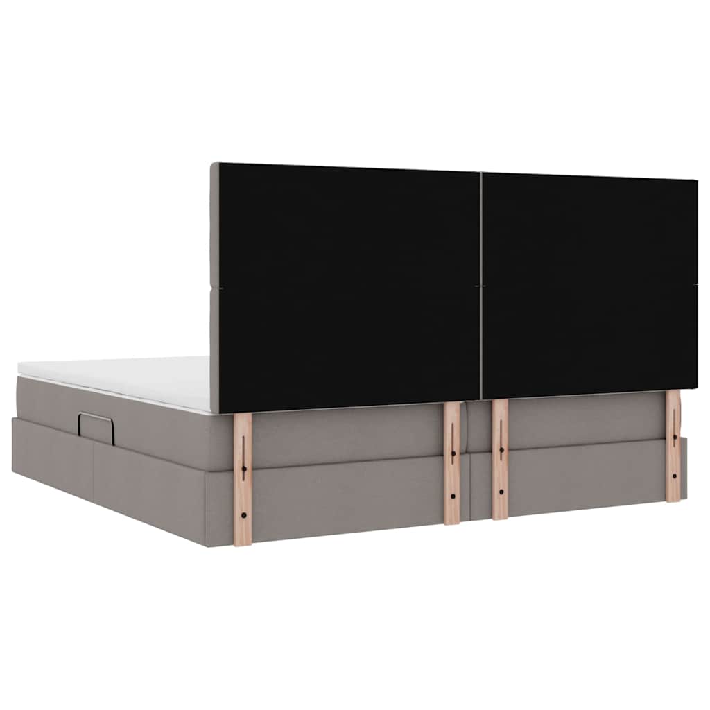 Aufbewahrungsbett mit Matratze Taupe 200 x 200 cm Stoff