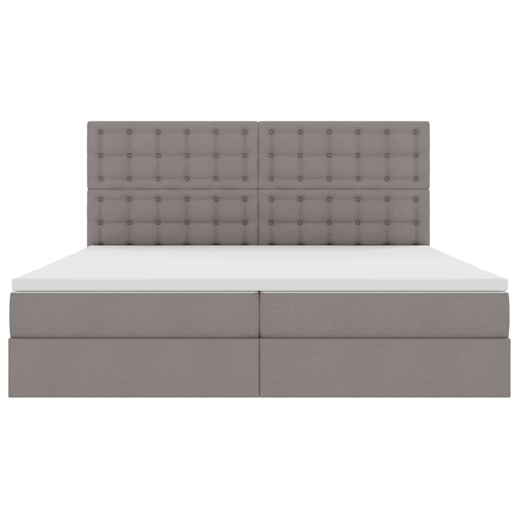 Aufbewahrungsbett mit Matratze Taupe 200 x 200 cm Stoff