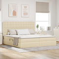Aufbewahrungsbett mit Matratze Creme 200 x 200 cm Stoff