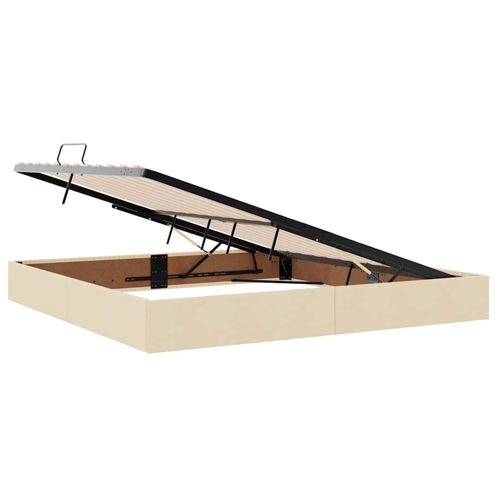 Aufbewahrungsbett mit Matratze Creme 200 x 200 cm Stoff