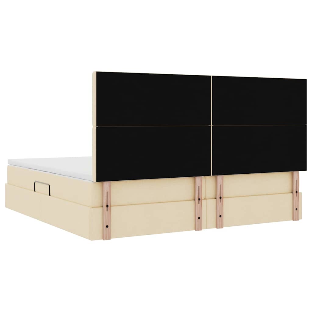 Aufbewahrungsbett mit Matratze Creme 200 x 200 cm Stoff