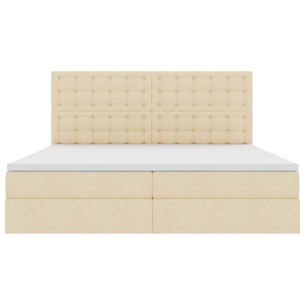 Aufbewahrungsbett mit Matratze Creme 200 x 200 cm Stoff