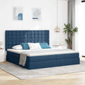 Aufbewahrungsbett mit Matratze Blau 200 x 200 cm Stoff