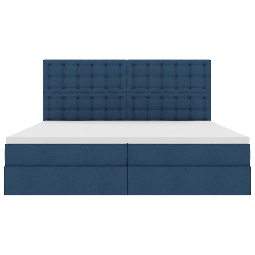Aufbewahrungsbett mit Matratze Blau 200 x 200 cm Stoff
