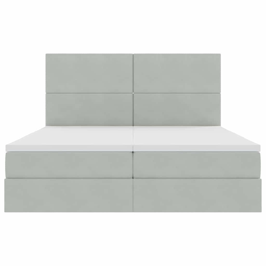 Aufbewahrungsbett mit Kopfteil Hellgrau 200 x 200 cm Samt