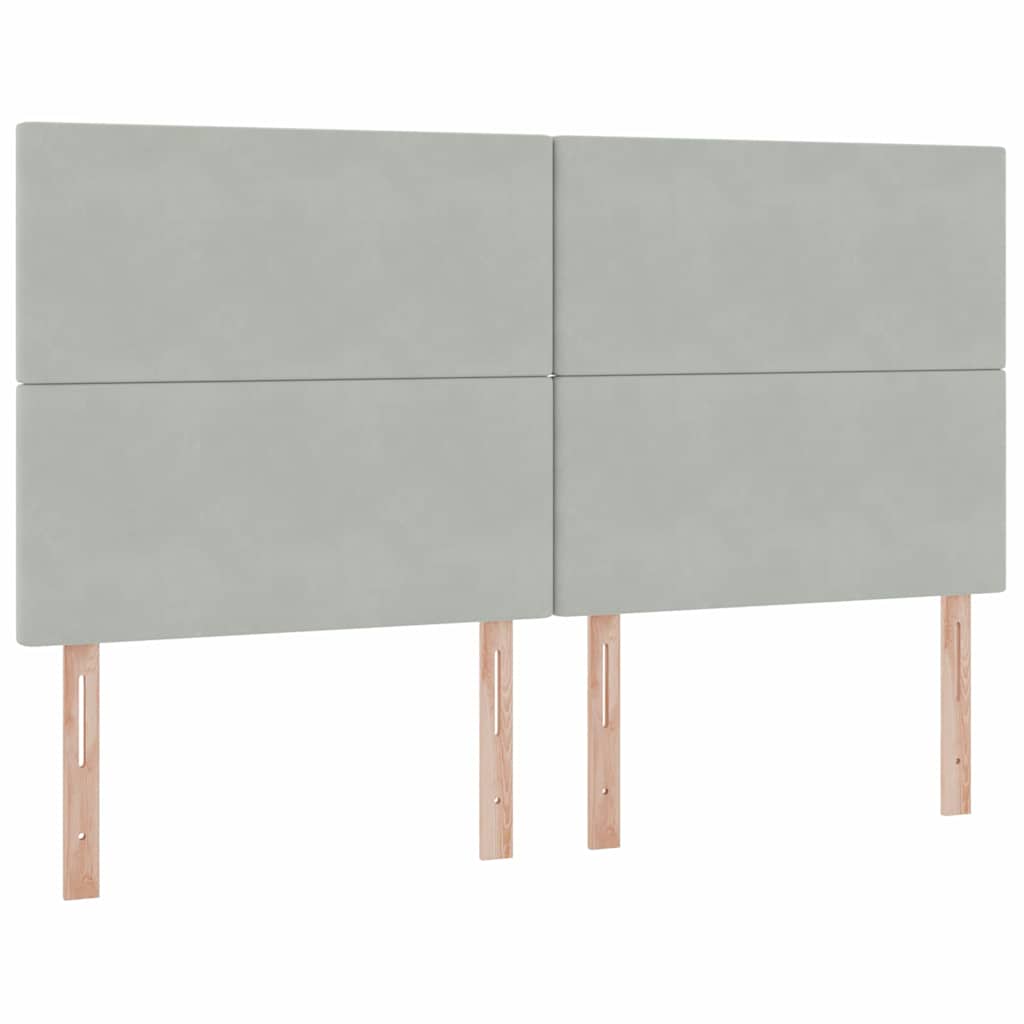 Aufbewahrungsbett mit Kopfteil Hellgrau 200 x 200 cm Samt