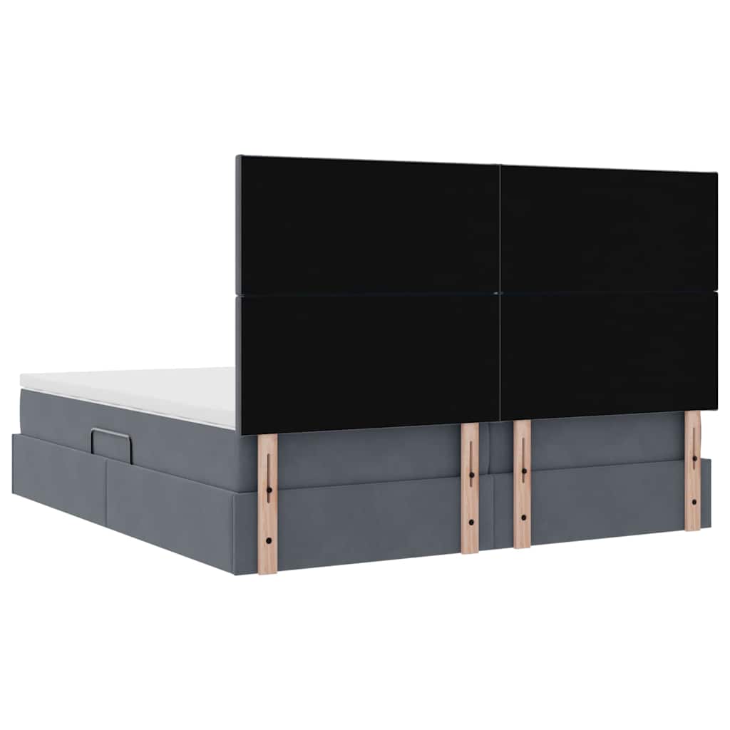 Aufbewahrungsbett mit Kopfteil Dunkelgrau 200 x 200 cm Samt