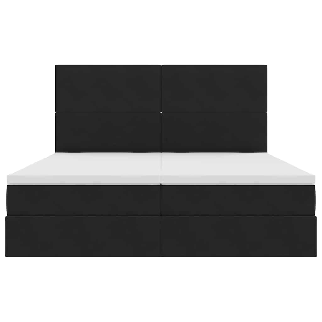 Aufbewahrungsbett mit Kopfteil Schwarz 200 x 200 cm Samt