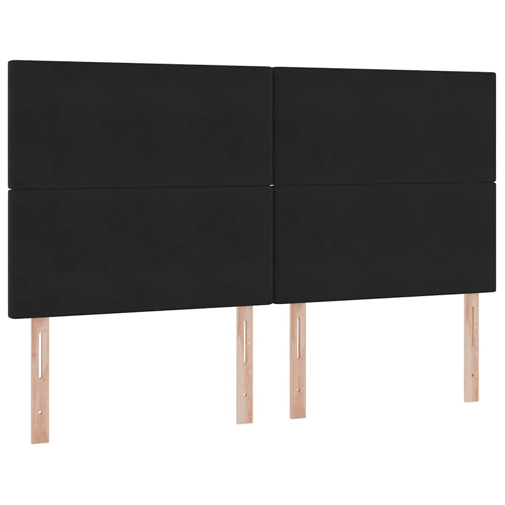 Aufbewahrungsbett mit Kopfteil Schwarz 200 x 200 cm Samt