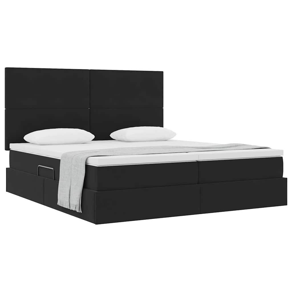 Aufbewahrungsbett mit Kopfteil Schwarz 200 x 200 cm Samt