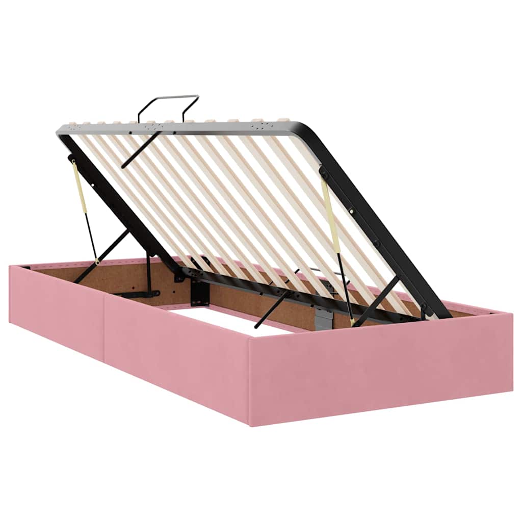 Aufbewahrungsbett mit Kopfteil Rosa 200 x 200 cm Samt