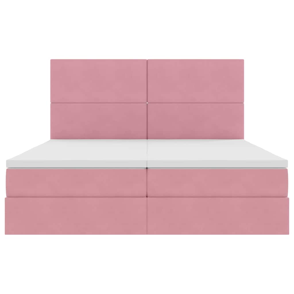 Aufbewahrungsbett mit Kopfteil Rosa 200 x 200 cm Samt