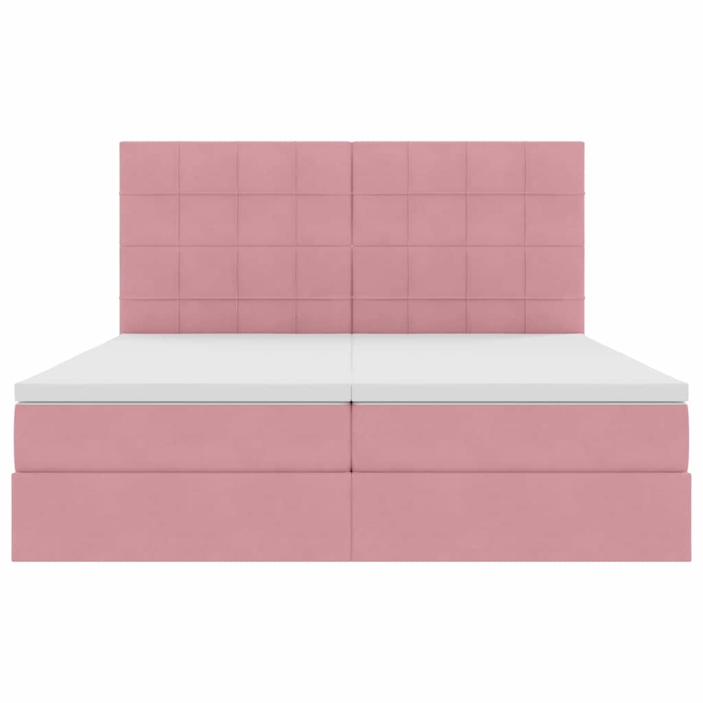 Aufbewahrungsbett mit Kopfteil Rosa 180 x 200 cm Samt