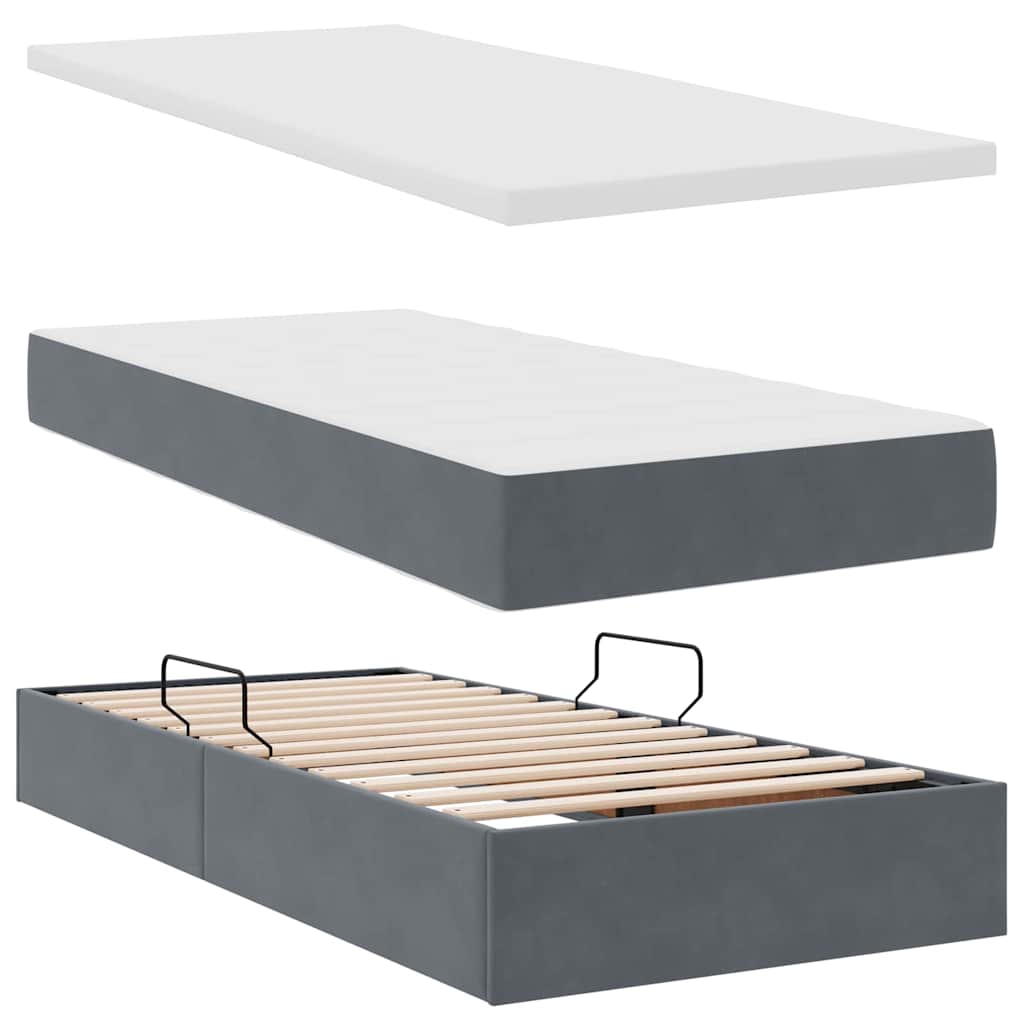 Aufbewahrungsbett mit Kopfteil Dunkelgrau 200 x 200 cm Samt