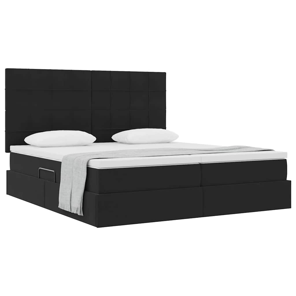 Aufbewahrungsbett mit Kopfteil Schwarz 200 x 200 cm Samt