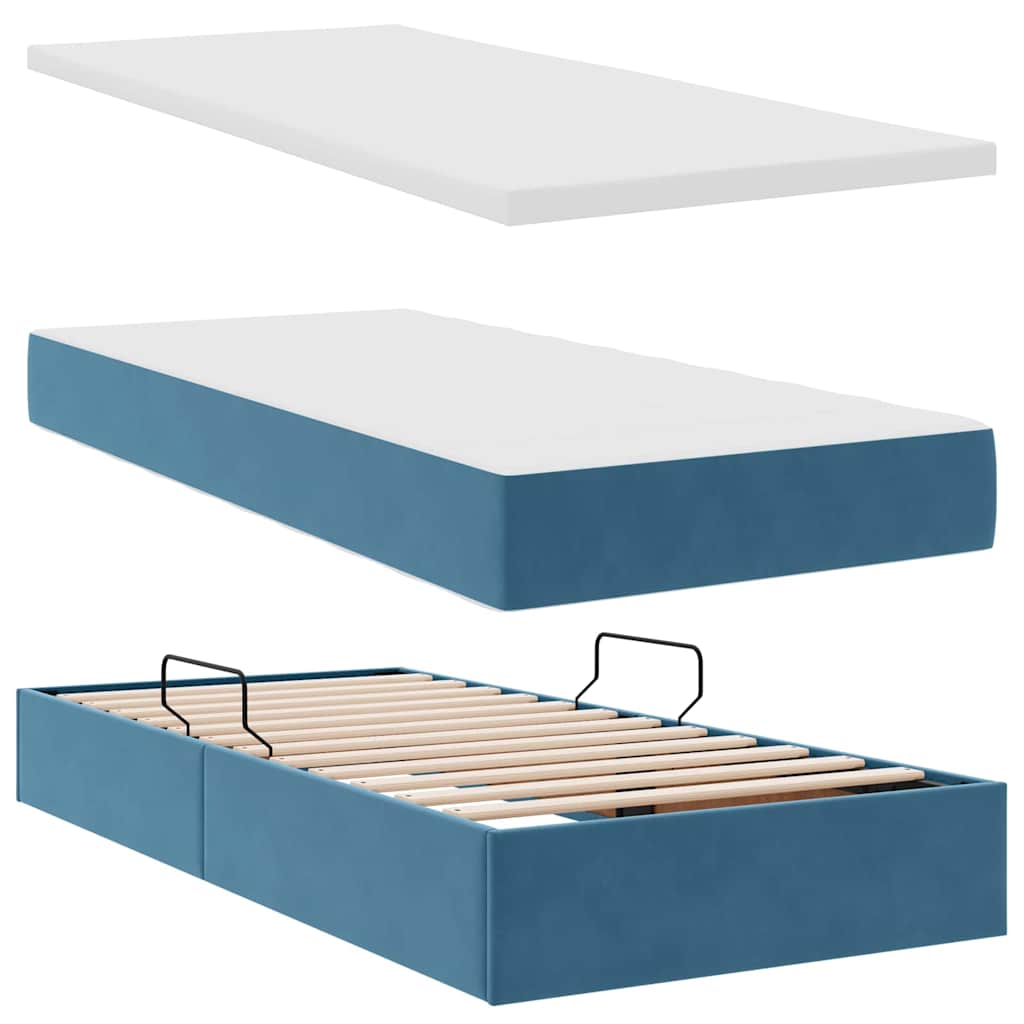 Aufbewahrungsbett mit Kopfteil Dunkelblau 200 x 200 cm Samt