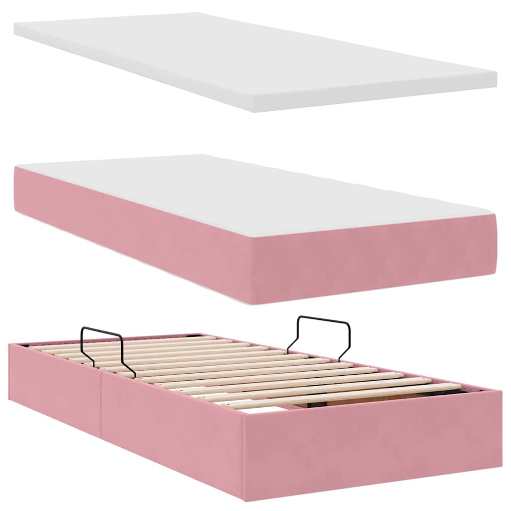 Aufbewahrungsbett mit Kopfteil Rosa 200 x 200 cm Samt