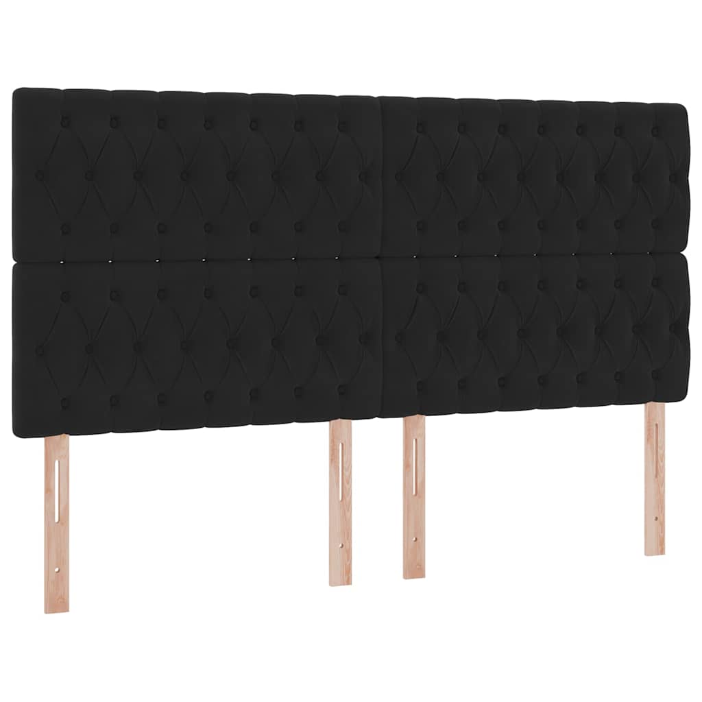 Aufbewahrungsbett mit Kopfteil Schwarz 180 x 200 cm Samt