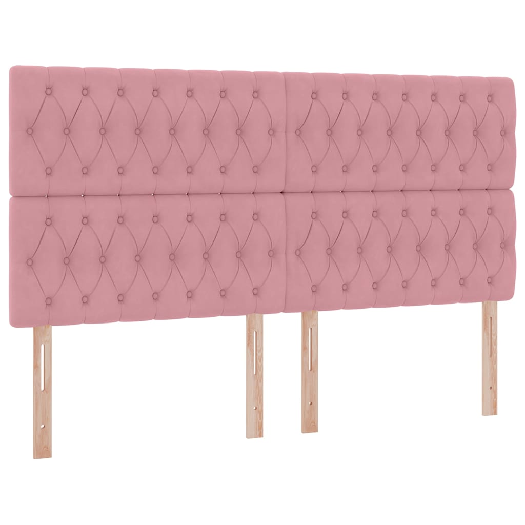Aufbewahrungsbett mit Kopfteil Rosa 180 x 200 cm Samt