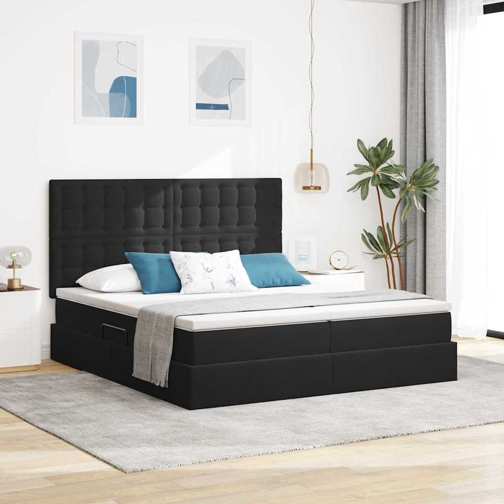 Aufbewahrungsbett mit Kopfteil Schwarz 180 x 200 cm Samt