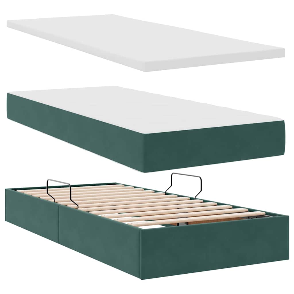 Aufbewahrungsbett mit Kopfteil Dunkelgrün 200 x 200 cm Samt
