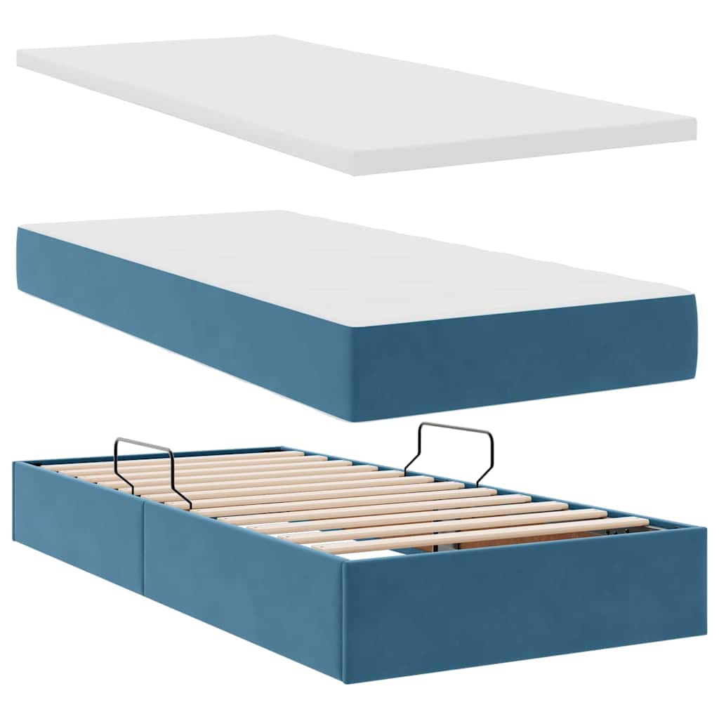 Aufbewahrungsbett mit Kopfteil Dunkelblau 200 x 200 cm Samt
