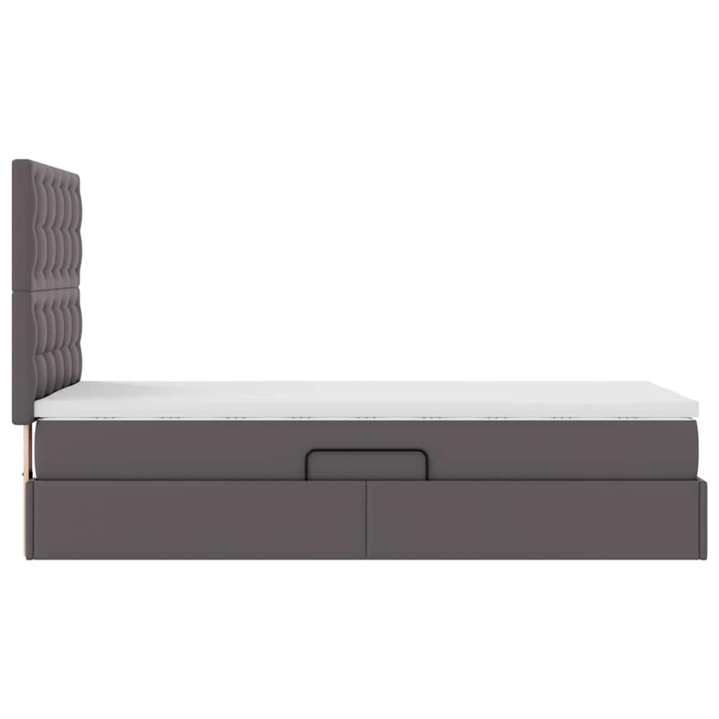 Bett mit Stauraum und LED Grau 100 x 200 cm Kunstleder