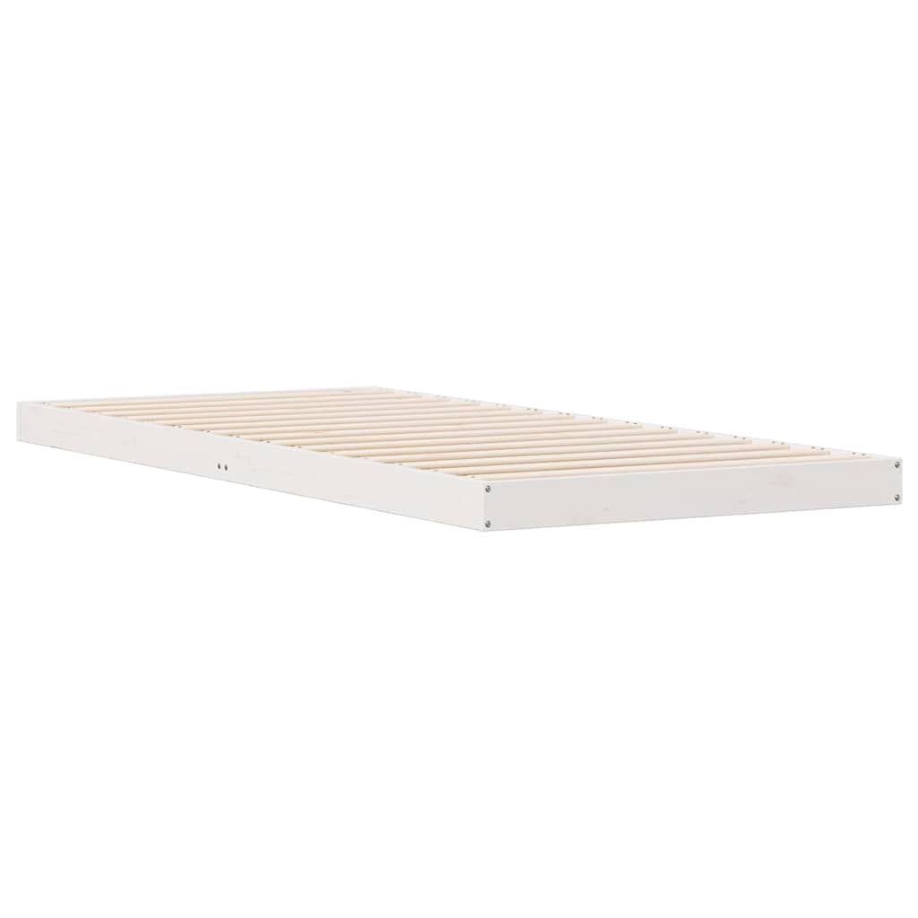 Bodenbettrahmen Weiß 80 x 210 cm Massives Kiefernholz