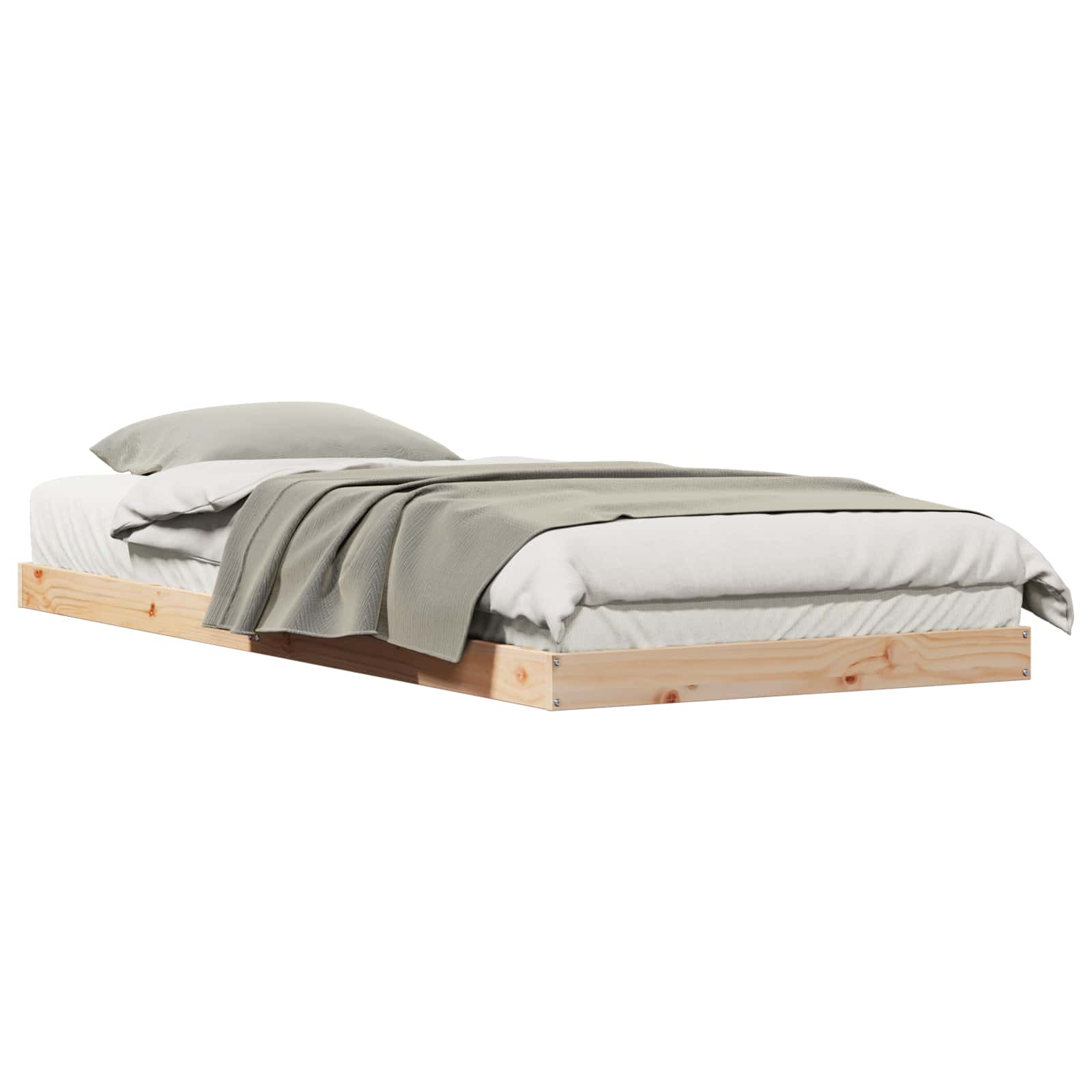 Bodenbettrahmen Natur 90 x 210 cm Massives Kiefernholz