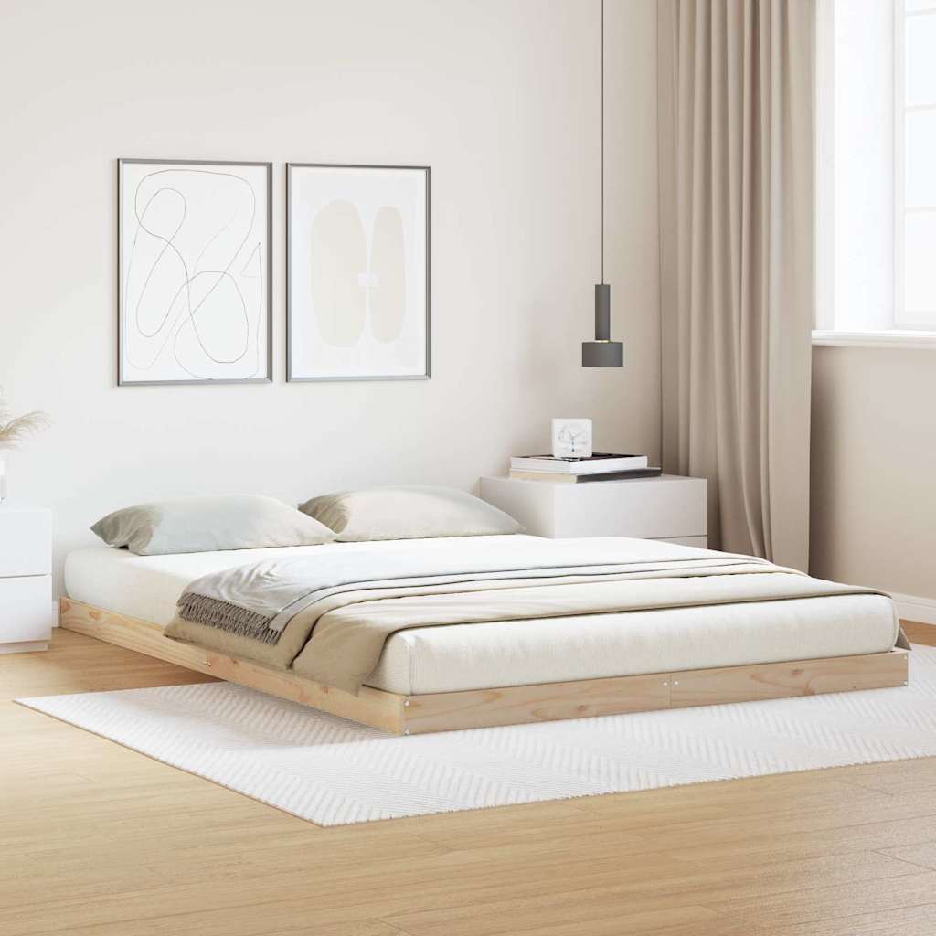 Bodenbettrahmen Natur 140 x 210 cm Massives Kiefernholz
