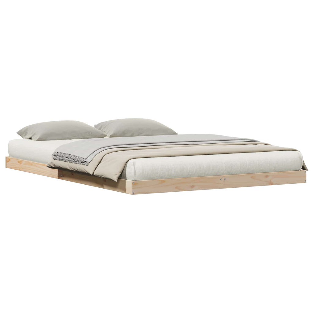 Bodenbettrahmen Natur 140 x 210 cm Massives Kiefernholz