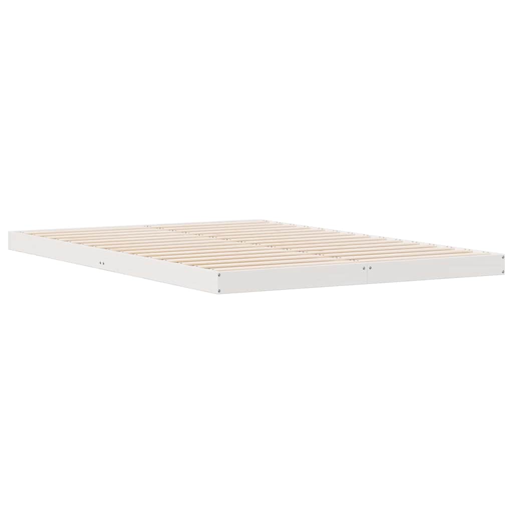 Bodenbettrahmen Weiß 160 x 210 cm Massives Kiefernholz