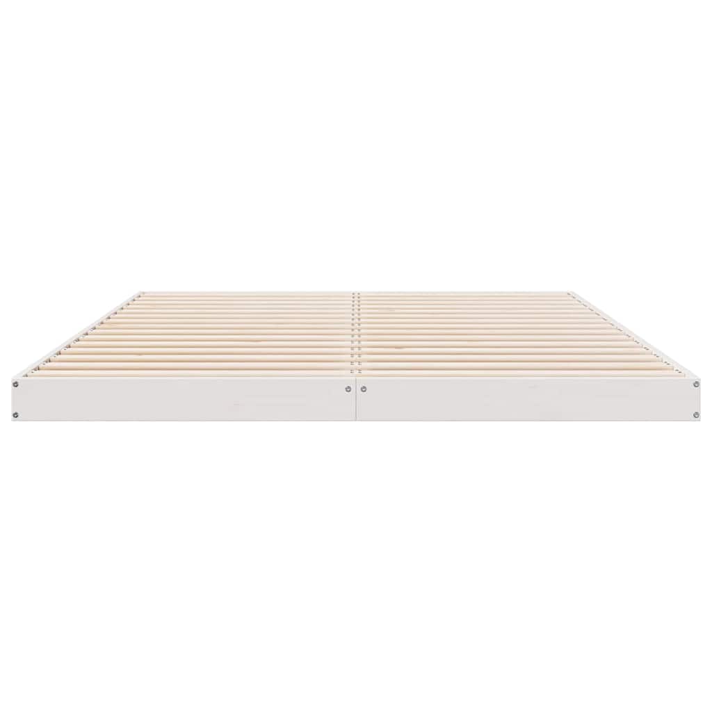 Bodenbettrahmen Weiß 160 x 210 cm Massives Kiefernholz