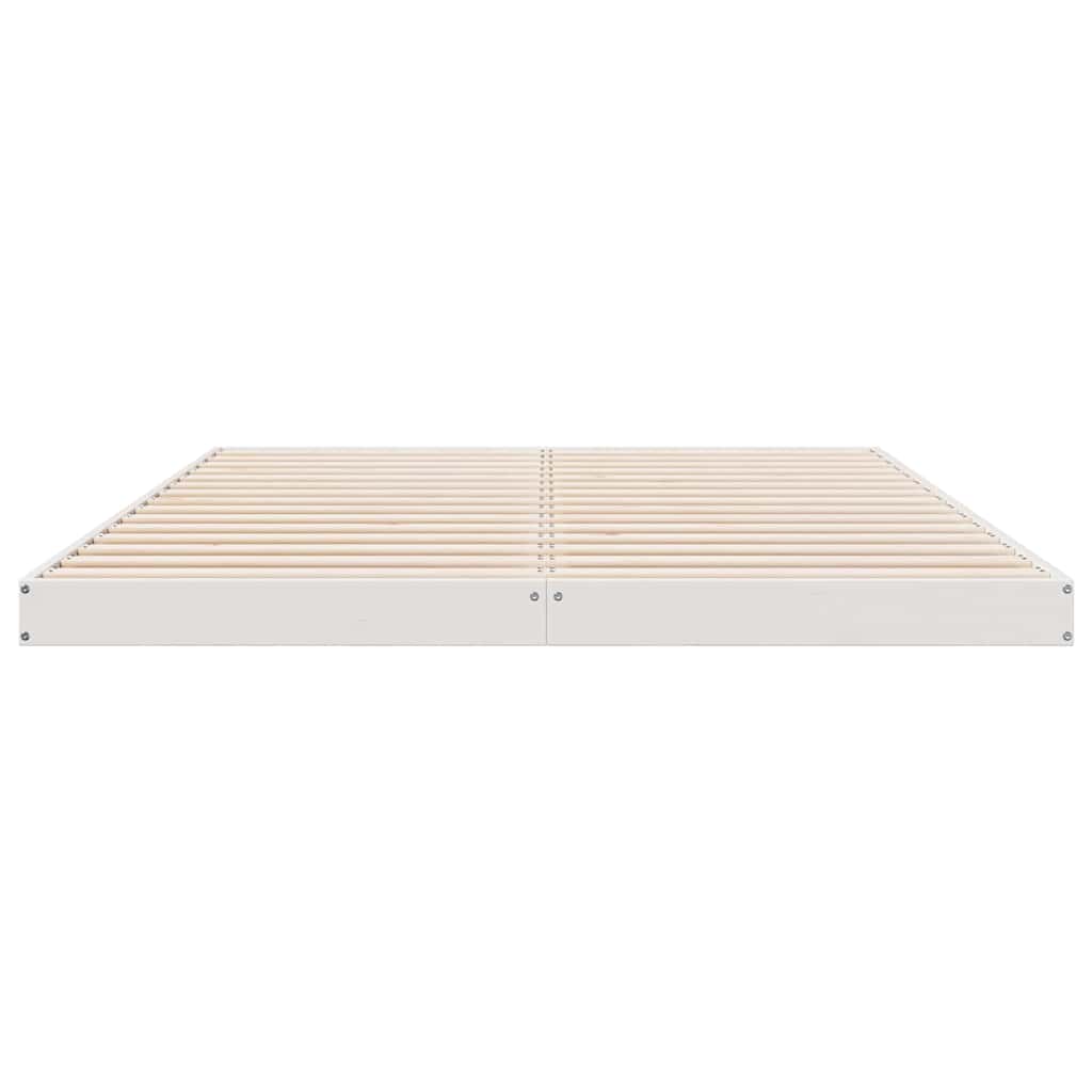 Bodenbettrahmen Weiß 160 x 210 cm Massives Kiefernholz